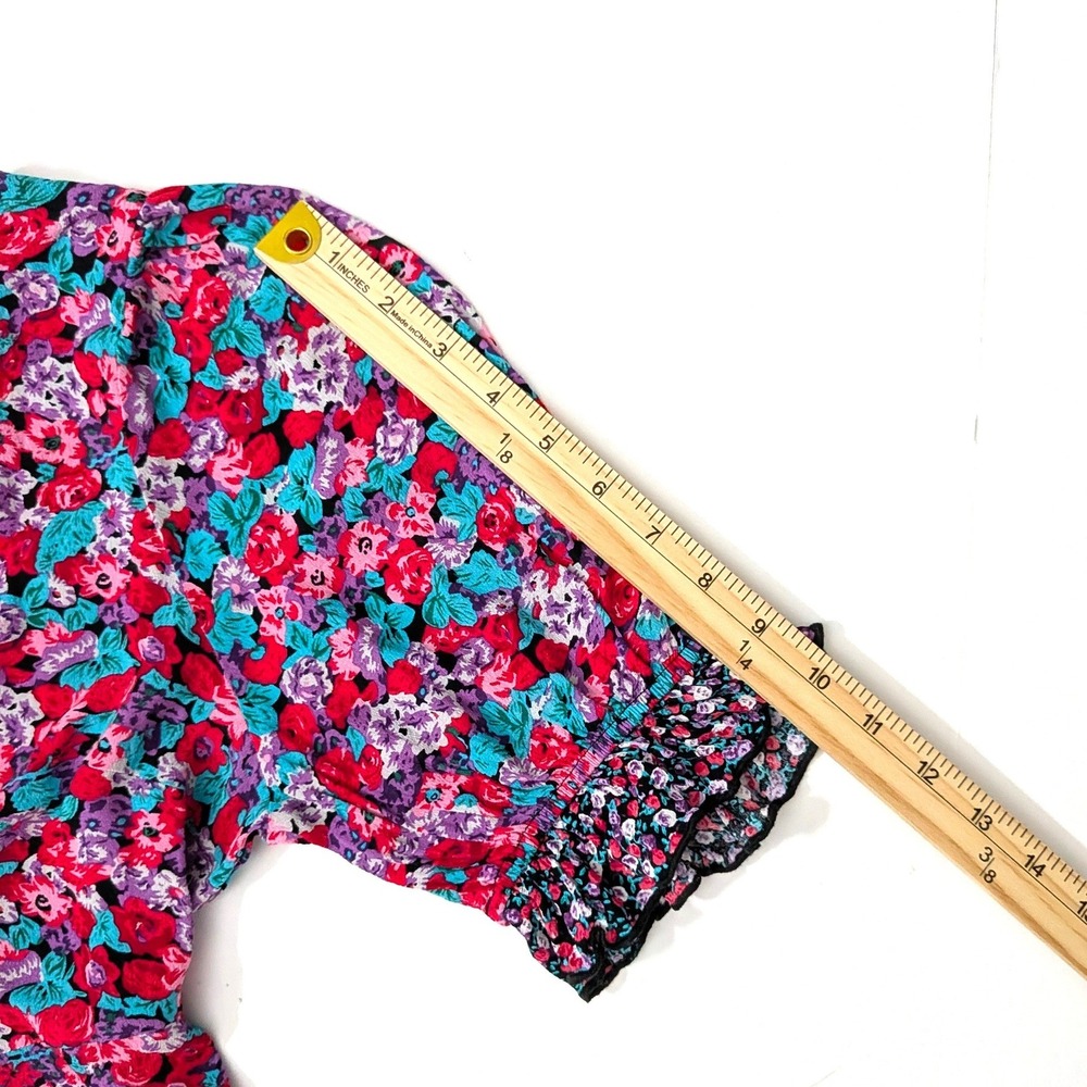 RIXO for‎ Target Floral Mini Dress Ruffle Puff Sleeve Cottagecore Size 4 - Picture 13 of 14